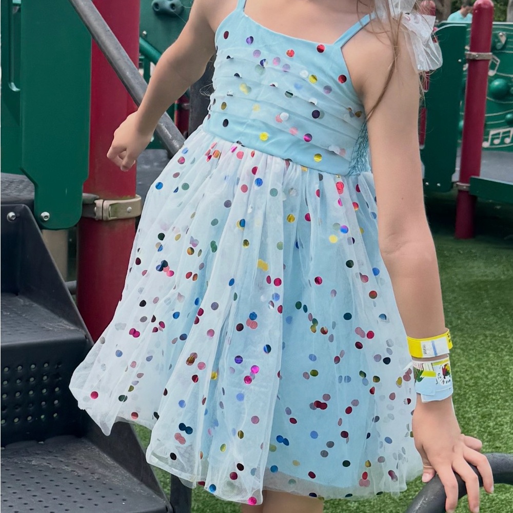 Birthday Blue Confetti Dress for Girl - Picture 2 of 3